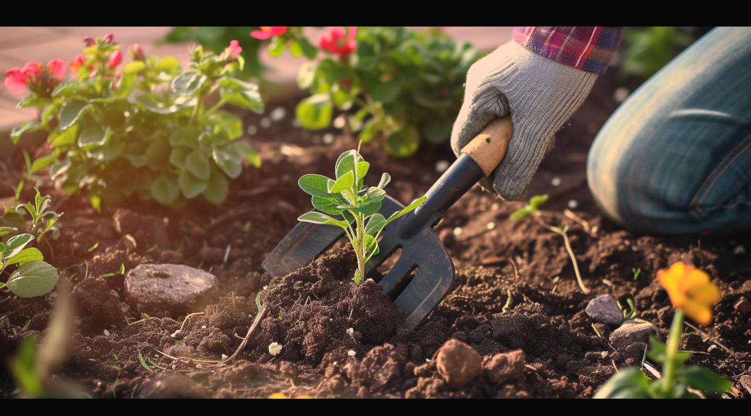 Entfernung von Unkraut im Rasen